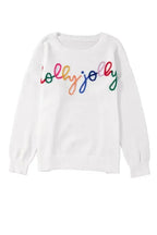 White XOXO Glitter Print Round Neck Casual Sweater - Fashionfitz