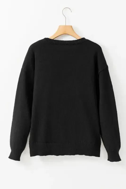 White XOXO Glitter Print Round Neck Casual Sweater - Fashionfitz