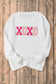 White xoxo glitter print round neck casual sweater