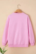 White XOXO Glitter Print Round Neck Casual Sweater - Fashionfitz