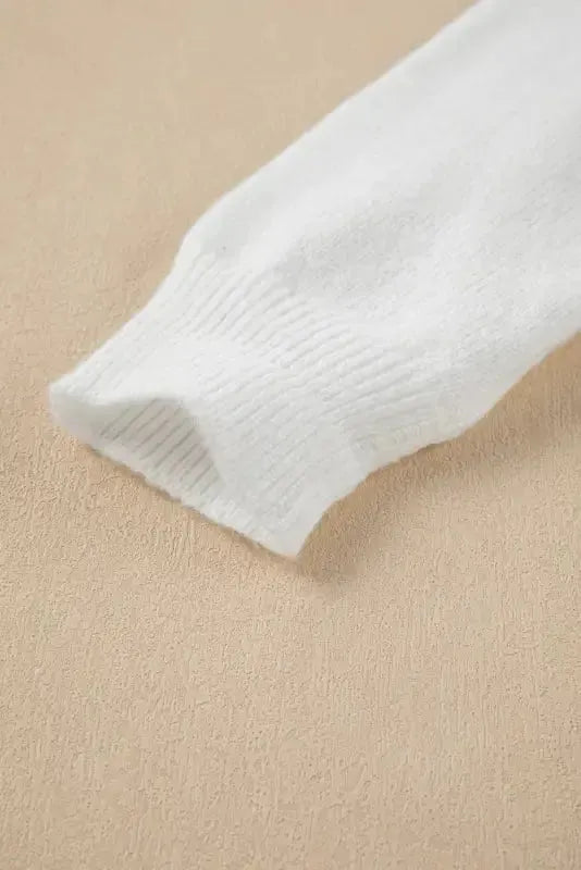 White XOXO Glitter Print Round Neck Casual Sweater - Fashionfitz