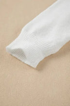 White XOXO Glitter Print Round Neck Casual Sweater - Fashionfitz