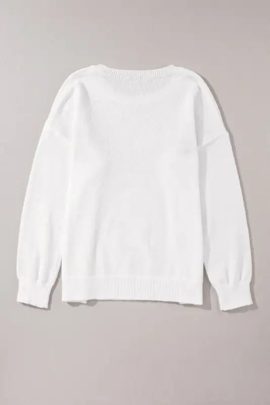 White xoxo glitter print round neck casual sweater