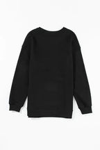 White XOXO Glitter Print Round Neck Casual Sweater - Fashionfitz