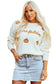 White xoxo glitter print round neck casual sweater