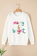 White XOXO Glitter Print Round Neck Casual Sweater - Fashionfitz