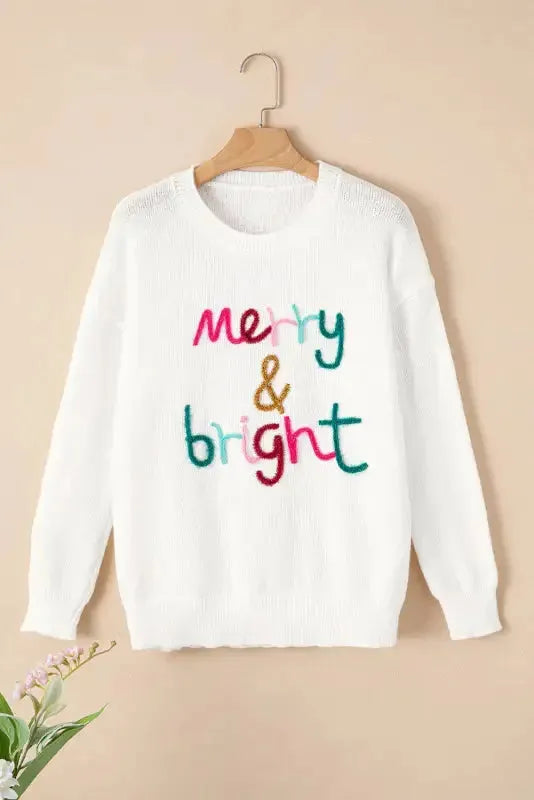 White XOXO Glitter Print Round Neck Casual Sweater - Fashionfitz