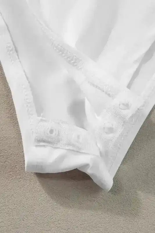 White Zip-up Bodysuit - Mock Neck Ribbed Sleeveless - Fashionfitz