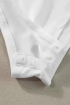 White Zip-up Bodysuit - Mock Neck Ribbed Sleeveless - Fashionfitz