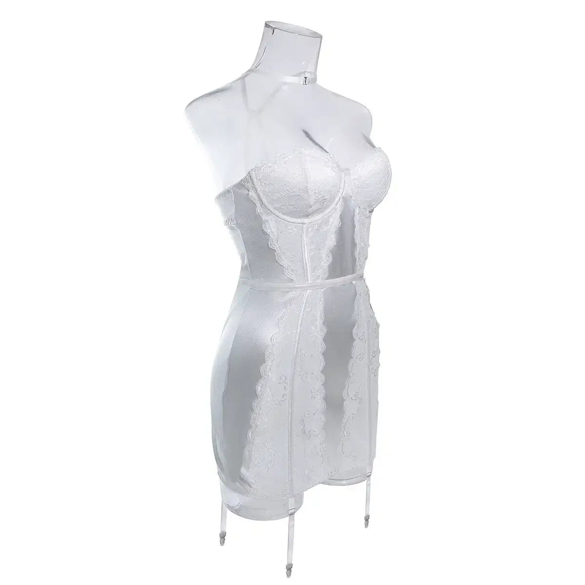 White bridal chemise with sexy lace paneling - chemises