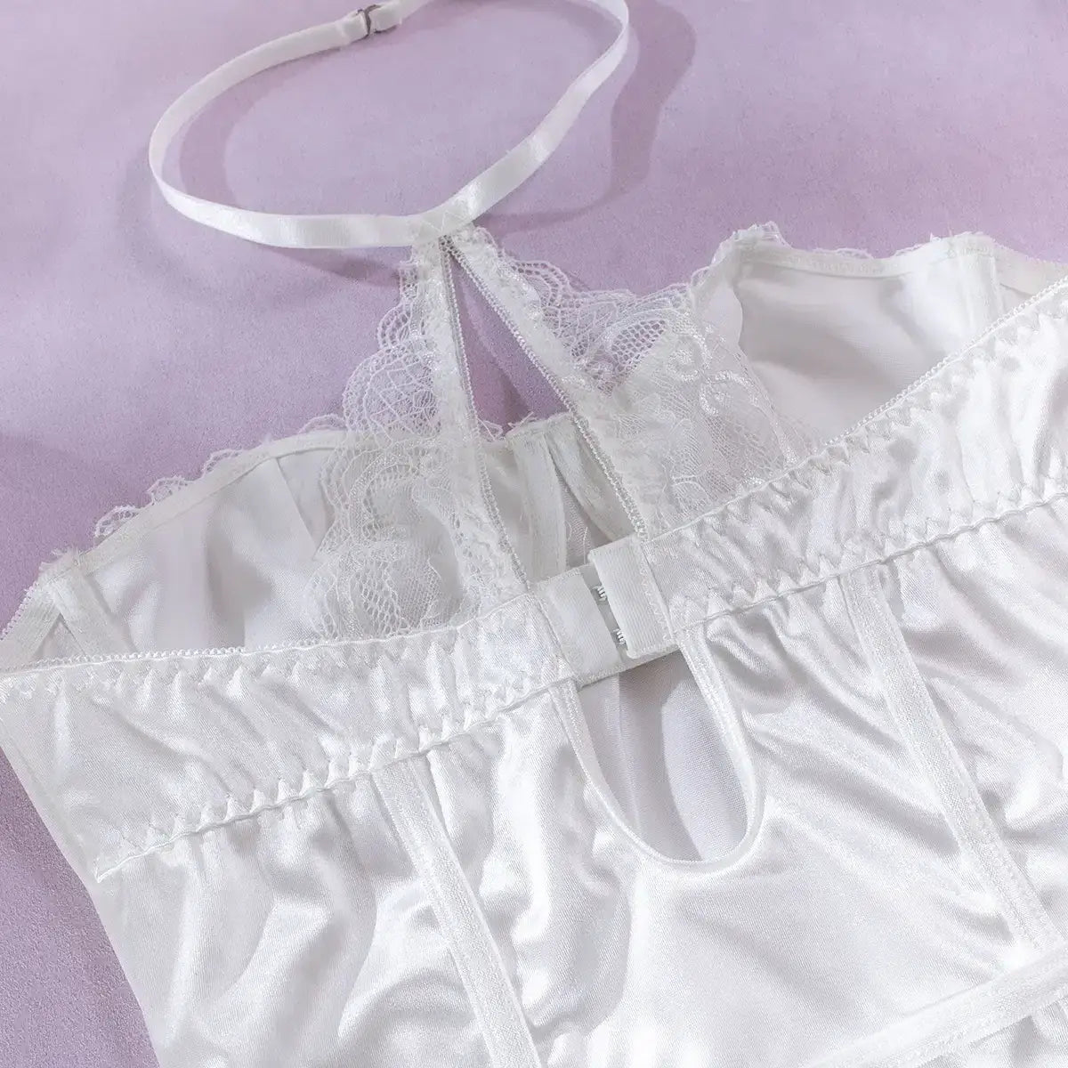 White bridal chemise with sexy lace paneling - chemises