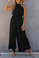 Wide leg jumpsuit - halter neck pleated - jumpsuits