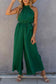 Wide leg jumpsuit - halter neck pleated - jumpsuits