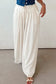 Wide leg linen pants in white casual tie waist