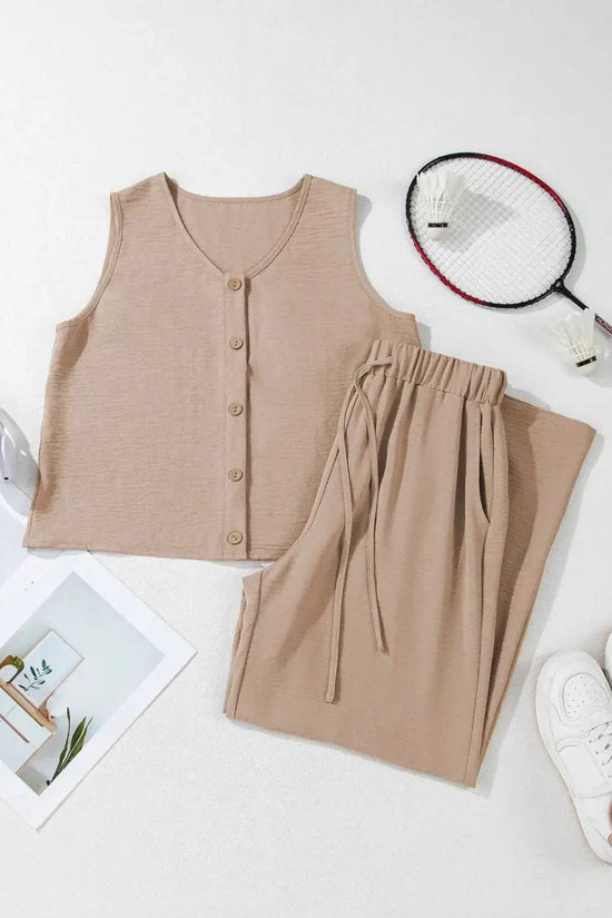 Two Piece Pant Sets Luxury Wide Leg Co-ord Set – Trendy Matching Lounge Outfit