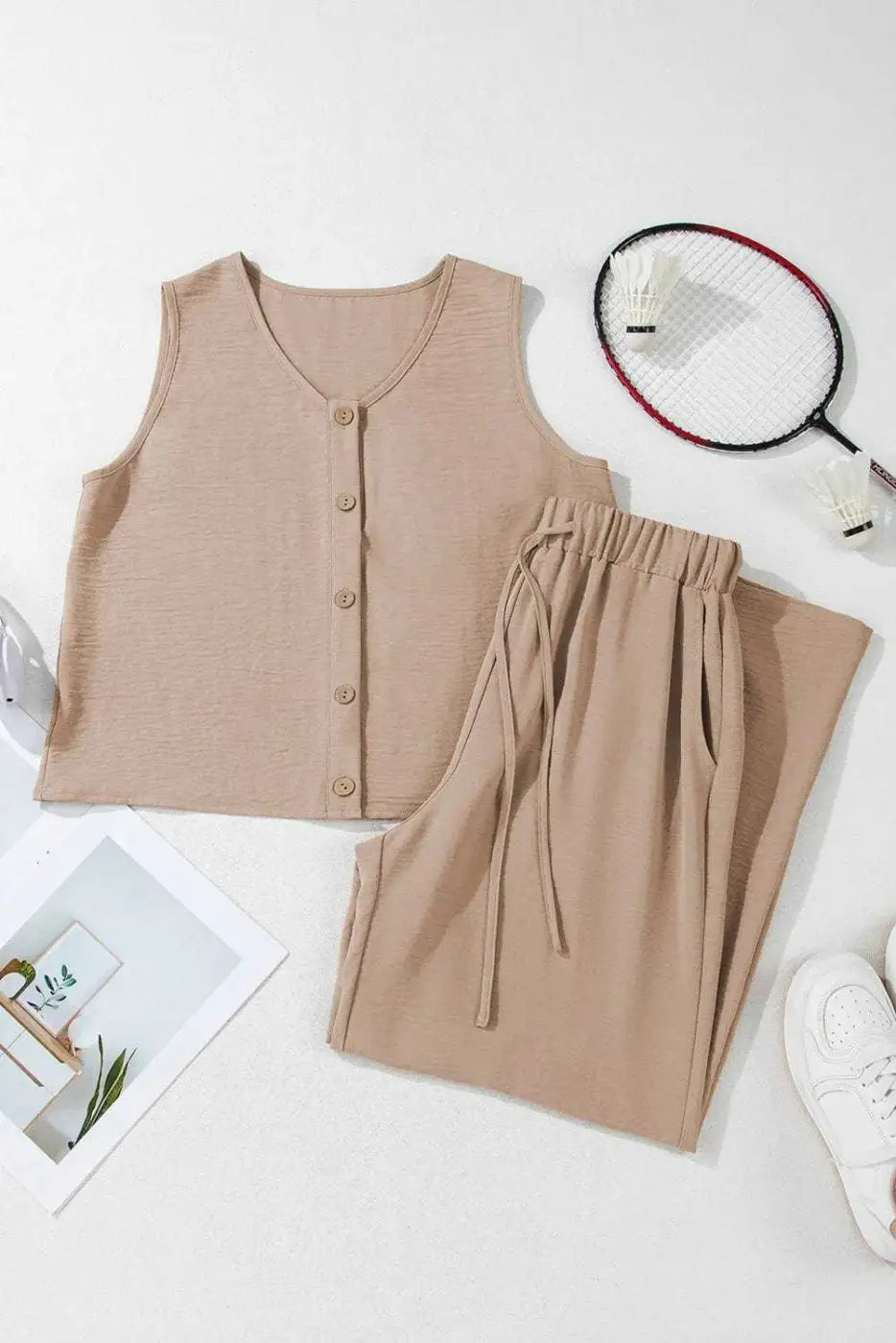 Two Piece Pant Sets Luxury Wide Leg Co-ord Set – Trendy Matching Lounge Outfit
