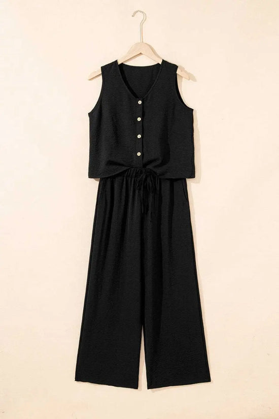 Two Piece Pant Sets Luxury Wide Leg Co-ord Set – Trendy Matching Lounge Outfit