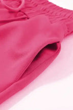 Wide Leg Sweatpants - Rose Red Terry Knit - Fashionfitz