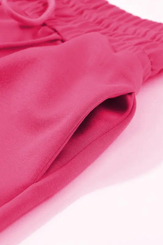 Wide leg sweatpants - rose red terry knit