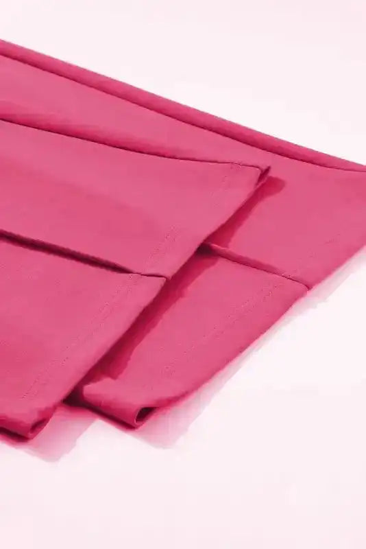 Wide Leg Sweatpants - Rose Red Terry Knit - Fashionfitz