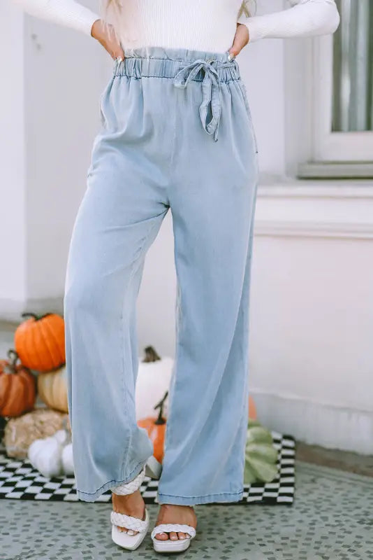 Wide leg tencel jeans - sky blue / 4 / 66.5% lyocell + 23.9% polyester + 8.2% cotton + 1.4% elastane