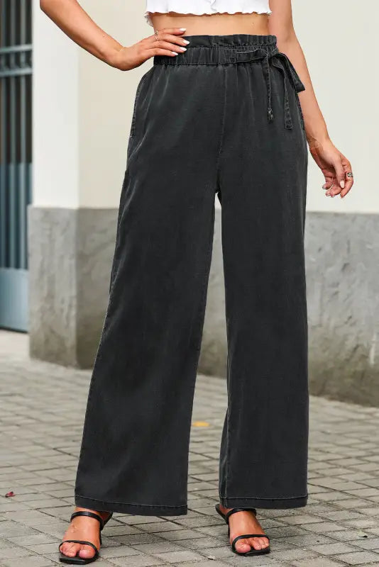 Wide leg tencel jeans - black / 4 / 66.5% lyocell + 23.9% polyester + 8.2% cotton + 1.4% elastane