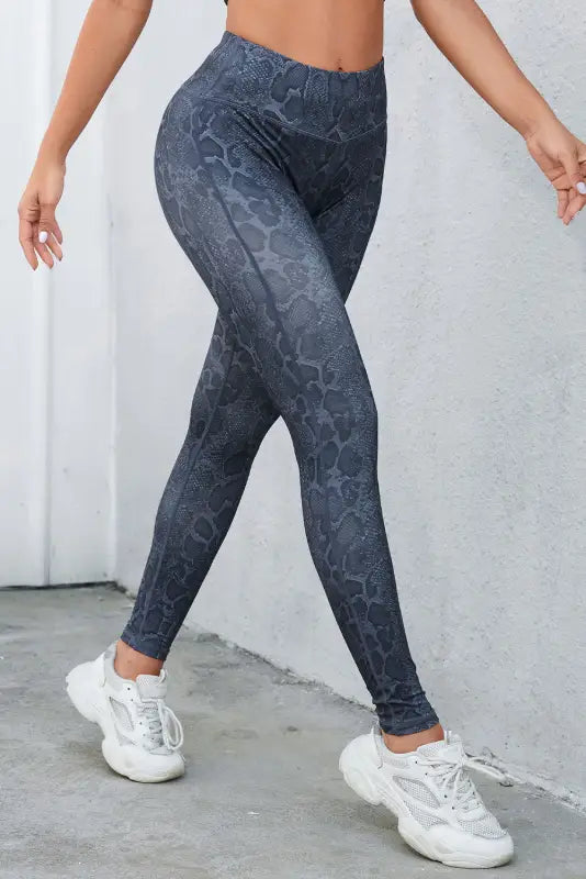 Black wide waistband leopard leggings