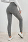 Dark grey wide waistband ribbed textured knit leggings