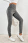 Dark grey wide waistband ribbed textured knit leggings