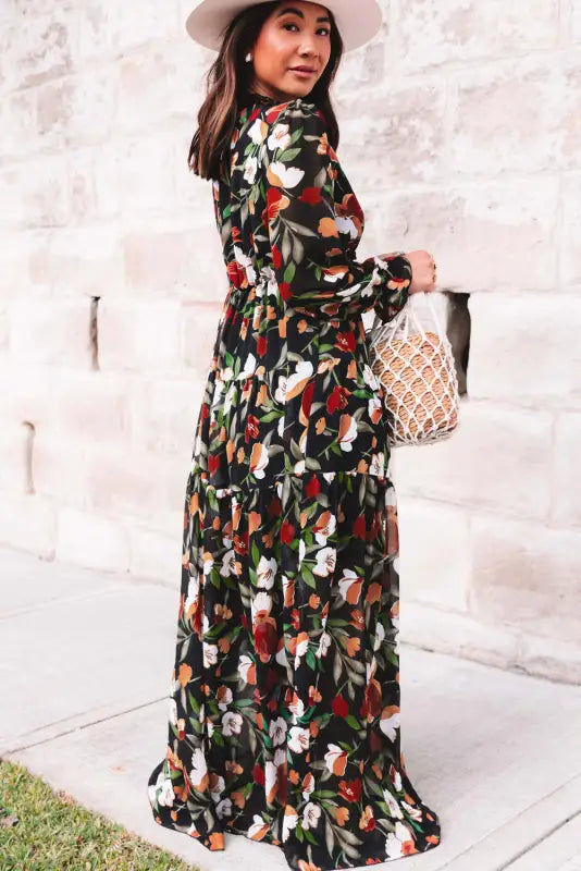 Wild lotus tiered maxi dress - dresses