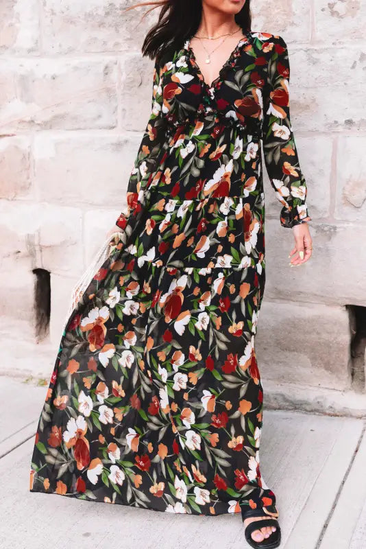 Wild lotus tiered maxi dress - dresses