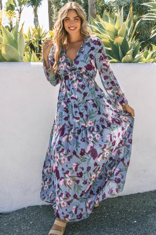 Wild lotus tiered maxi dress - dresses