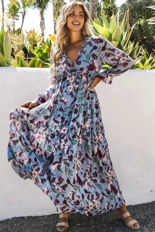 Wild lotus tiered maxi dress - dresses