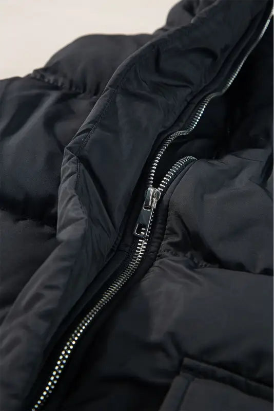 Windproof longline puffer vest - black