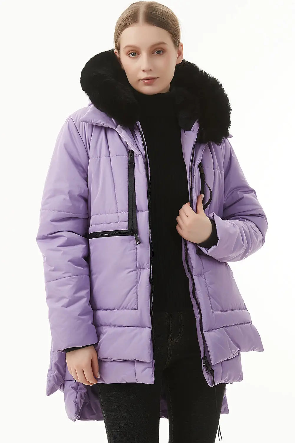 Wisteria plush linen zip up hooded puffer coat - 2xl / 100% polyester - outerwear