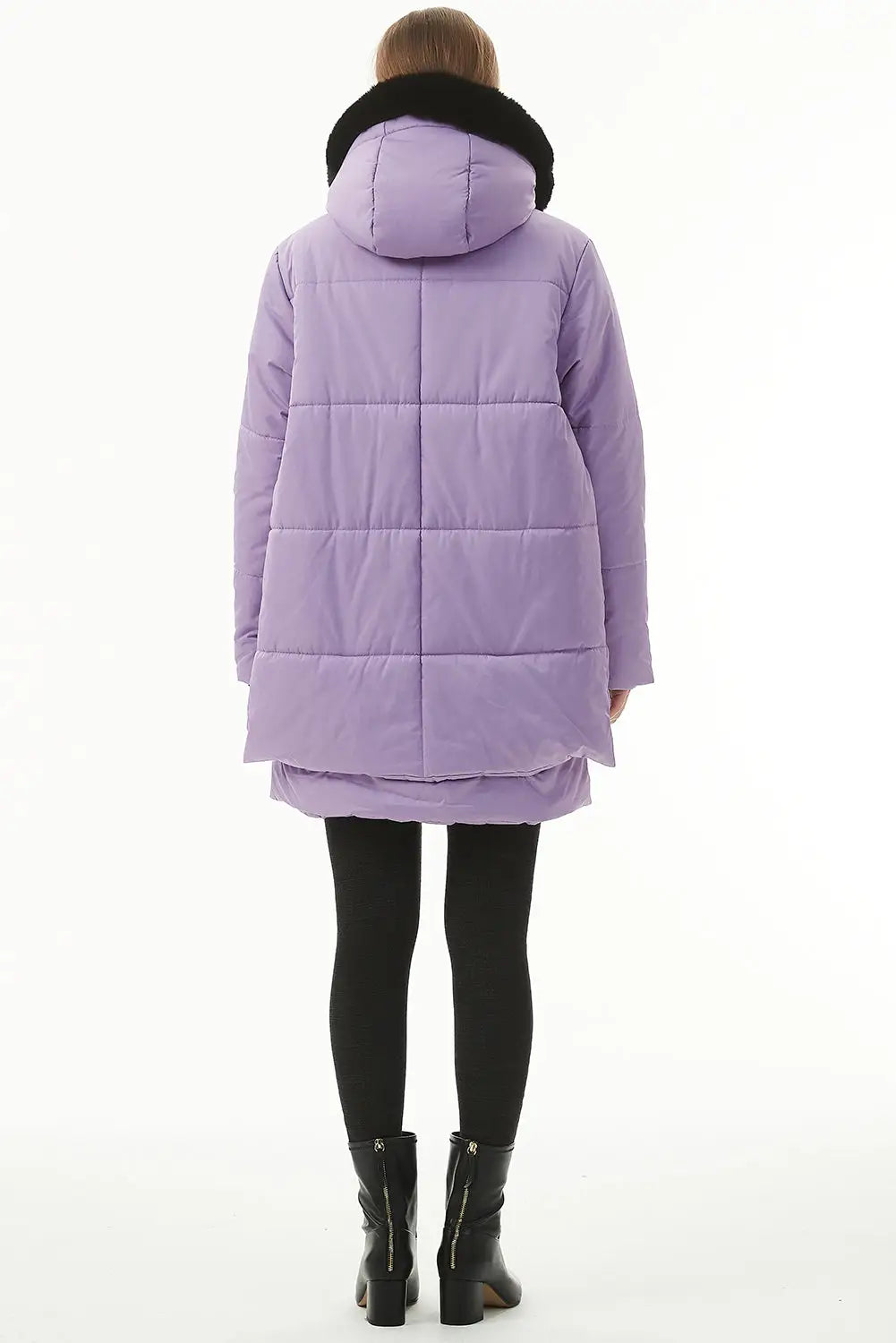 Wisteria plush linen zip up hooded puffer coat - outerwear