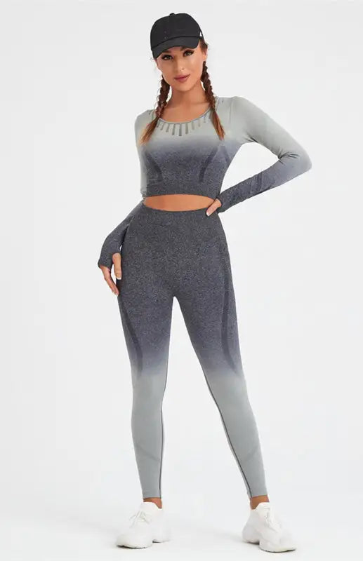 Women’s long sleeve gradient yoga set