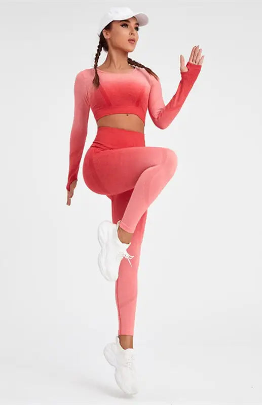 Women’s long sleeve gradient yoga set