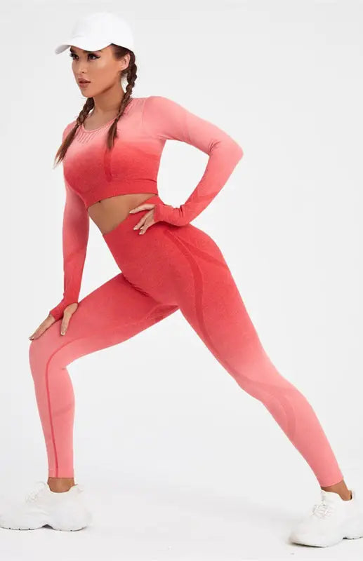 Women’s long sleeve gradient yoga set