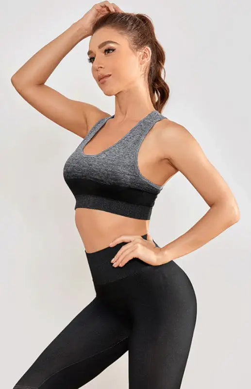 Women’s seamless breathable moisture wicking bra yoga set - misty grey / s - activewear leggings sets