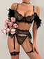 Worth flying 3 piece garter sets - lingerie - black / s