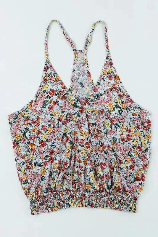 Wrapped V-Neck Floral Crop Top - Fashionfitz