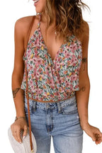 Wrapped V-Neck Floral Crop Top - Fashionfitz