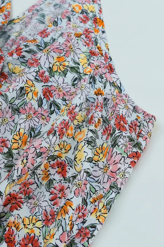 Wrapped v-neck floral crop top - tops