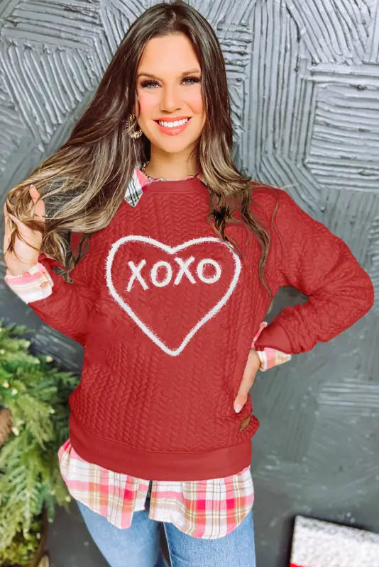 Xoxo glitter chenille sweatshirt | fashionfitz