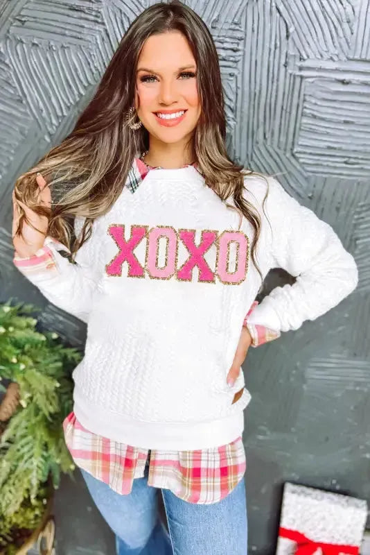 XOXO Glitter Chenille Sweatshirt - Fashionfitz