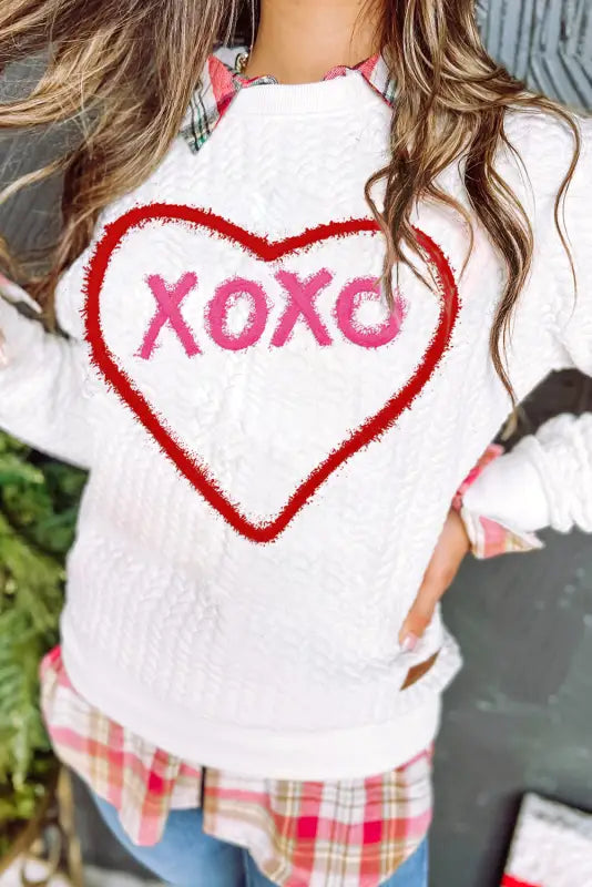 Xoxo glitter chenille sweatshirt | fashionfitz