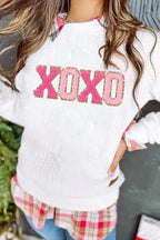 XOXO Glitter Chenille Sweatshirt - Fashionfitz