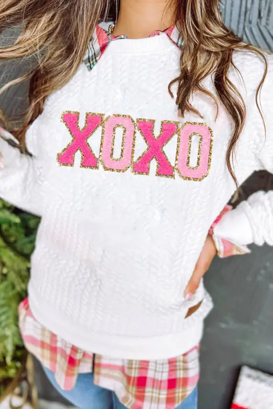 Xoxo glitter chenille sweatshirt | fashionfitz