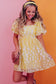 Yellow boho flower jacquard mini dress - dresses/floral dresses